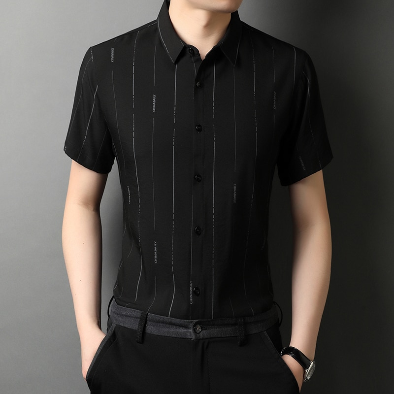 Camicia da uomo a maniche lunghe, con bottoni, motivo
