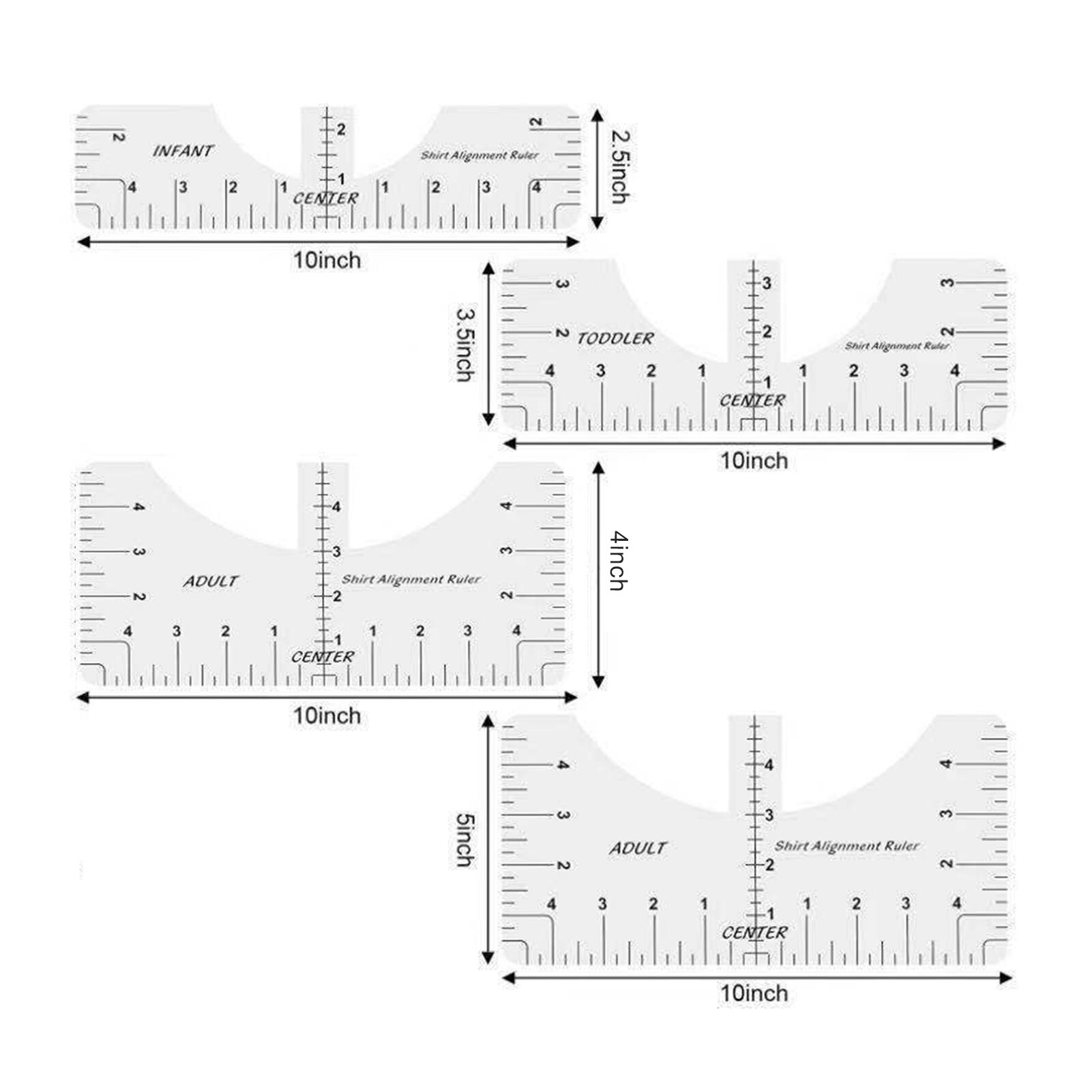 T-shirt Uitlijning Heerser Craft Liniaal Met Guide Tool Voor Tekening Sjabloon Craft Tool Naaien SMR88: bright white B