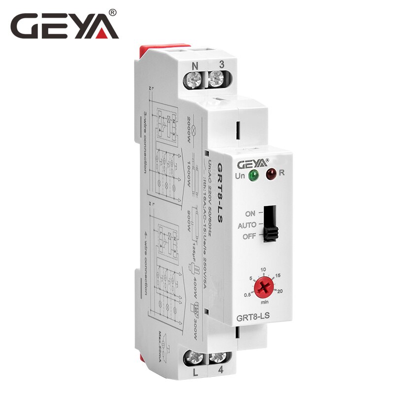Grt 8- ls trappeur 230 vac 16a 0.5-20 min lys forsinkelse kontakt korridor switch geya