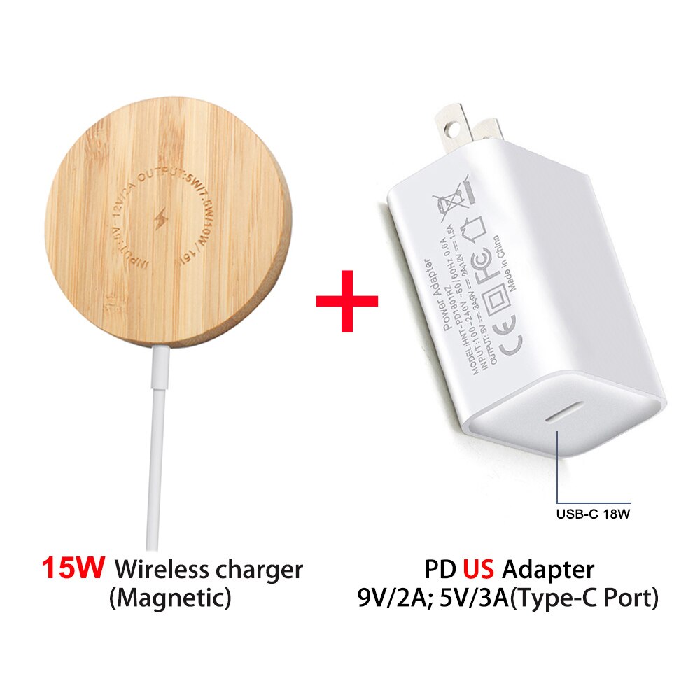 15W Magsafe Fast Magnetic Wireless Charger Stand QI Charging For iPhone 12 Pro 12 Mini 12 Pro Max 12 Fast 20W EU UK Plug Charger: 15W and US adapter