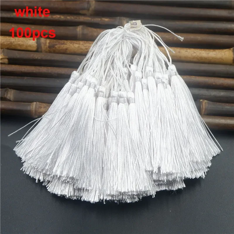 100 Uds. Borlas para marcapáginas, borlas artesanales suaves hechas a mano sedosas con bucles para manualidades DIY, marcapáginas para hacer joyas: Morado