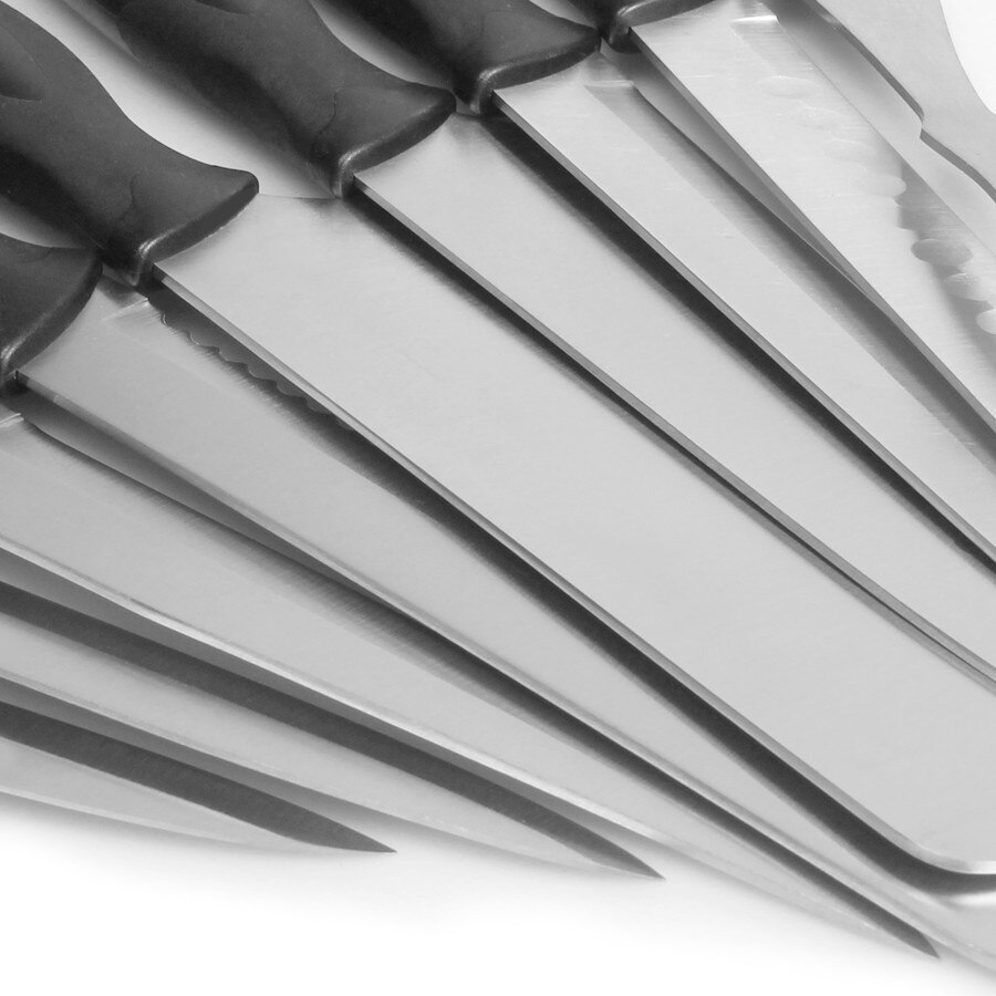 9 st kockknivsset köksknivar i rostfritt stål knivset slaktare köttklyver urbening fruktkniv brödskärare med nylonpåse