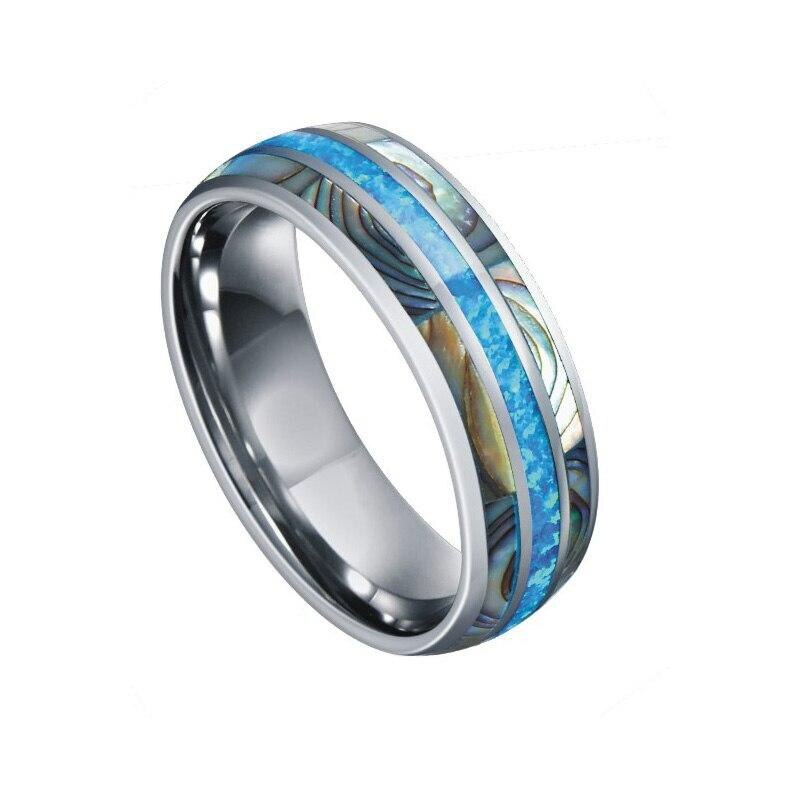 8Mm Blauw Mode Mannen Ringen Abalone Shell Rvs Rings Wedding Bands Christmas Party Voor Mannen Sieraden: 7