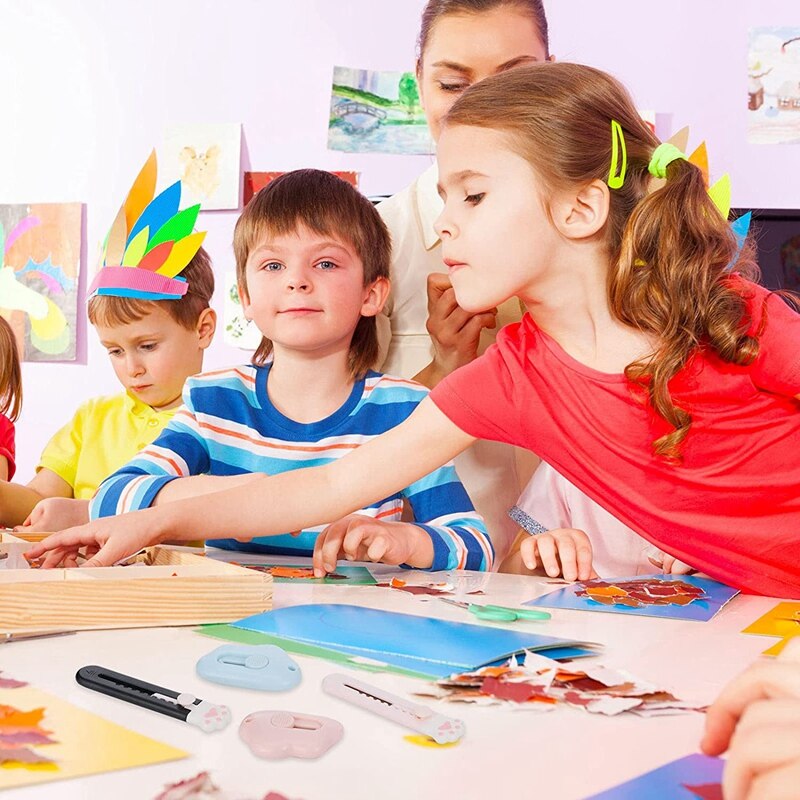 12 Pcs Box Cutter Utility Retractable Knives, Cat Claw Box Cutters, Cardboard Cutter Razor Knife for Office and Home Use