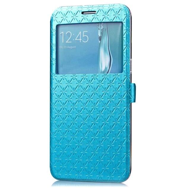 Cover Case For Samsung Galaxy S6 Edge Plus G9280 S6edge+ Flip PU Leather Shell S6 Edge G9250 Rhombus Holster Bag Window Stand: For SM S6 G9200 / Blue