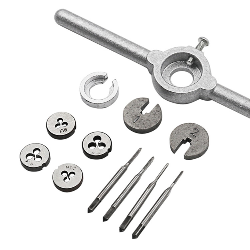 Juego de Mini terrajas métricas HSS, juego de manijas de llave, M1-M1.6, rosca de tornillo, JUL30_33,