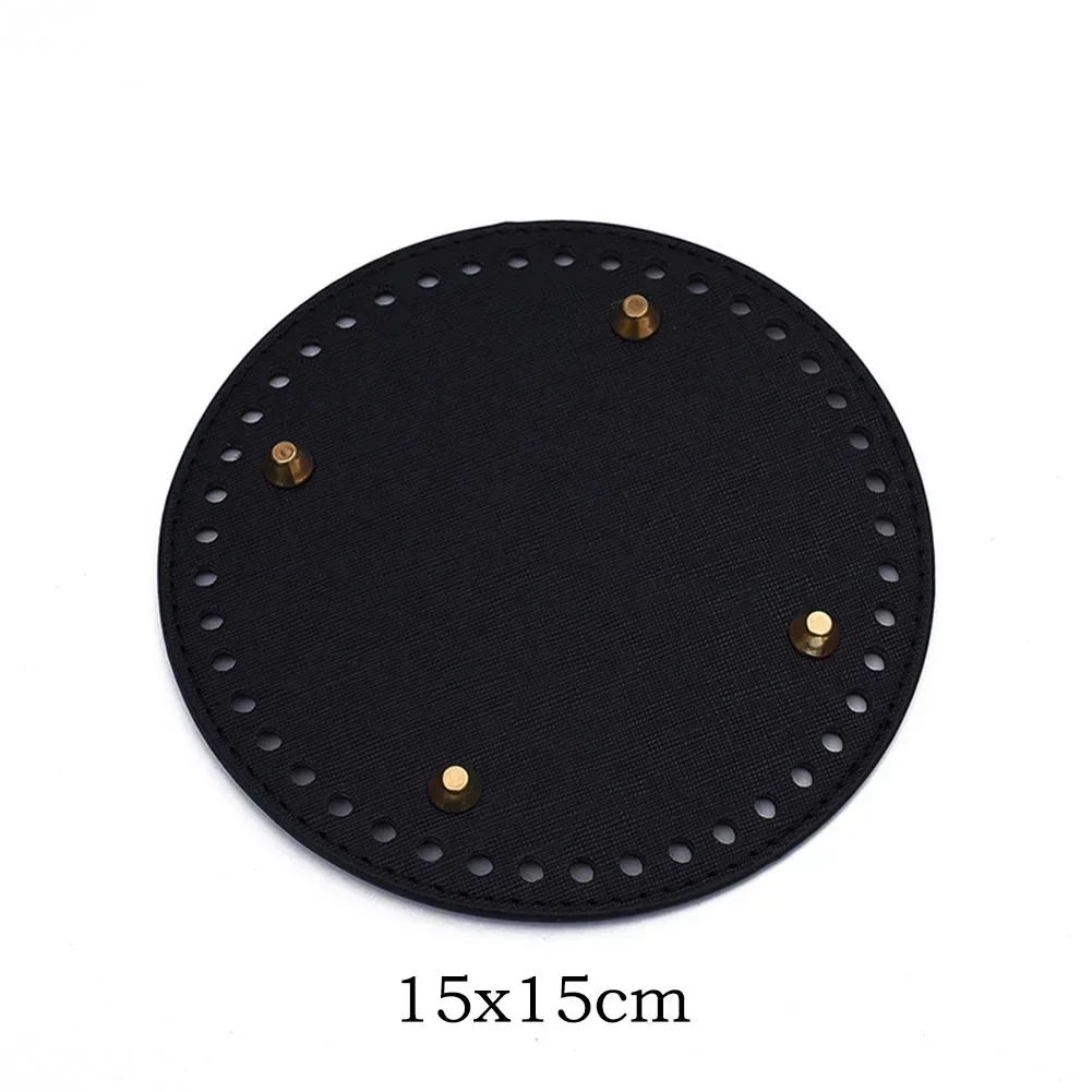 15*15cm Round Bottom For Knitted Bag PU Leather Bag Base With Holes DIY Handmade Bag Bottom Crochet Bag Bottom Accessories: Light Grey