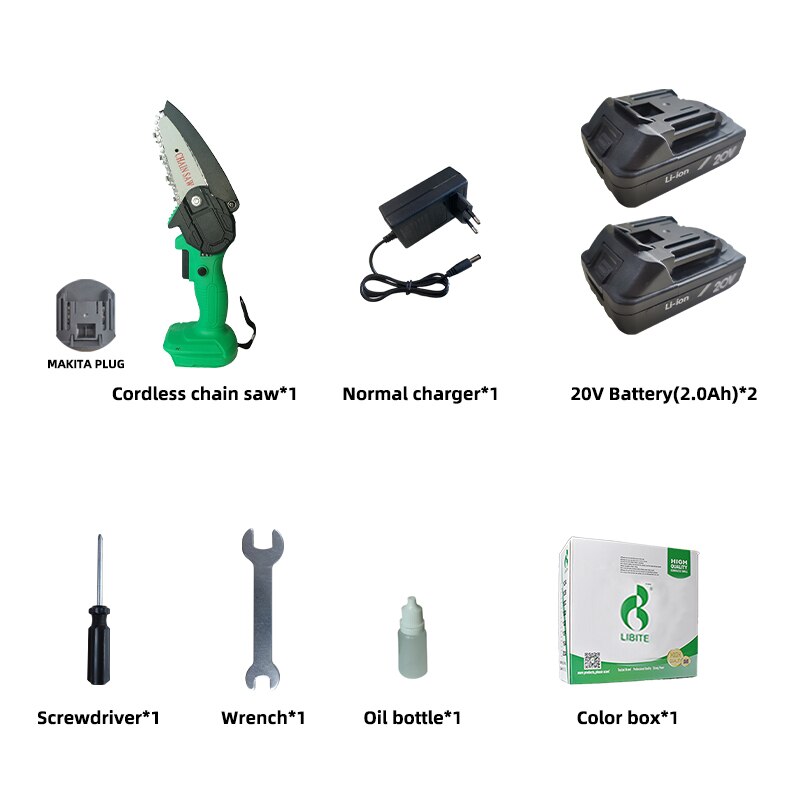 Elektrische Mini Kettensägen Rebschnitt Kettensäge Cordless Garten Baum Bush Cuttting Trimmen Sah Für Holz Schneiden Mit Lithium-Batterie: 2Ah B 1C ColorBox / EU