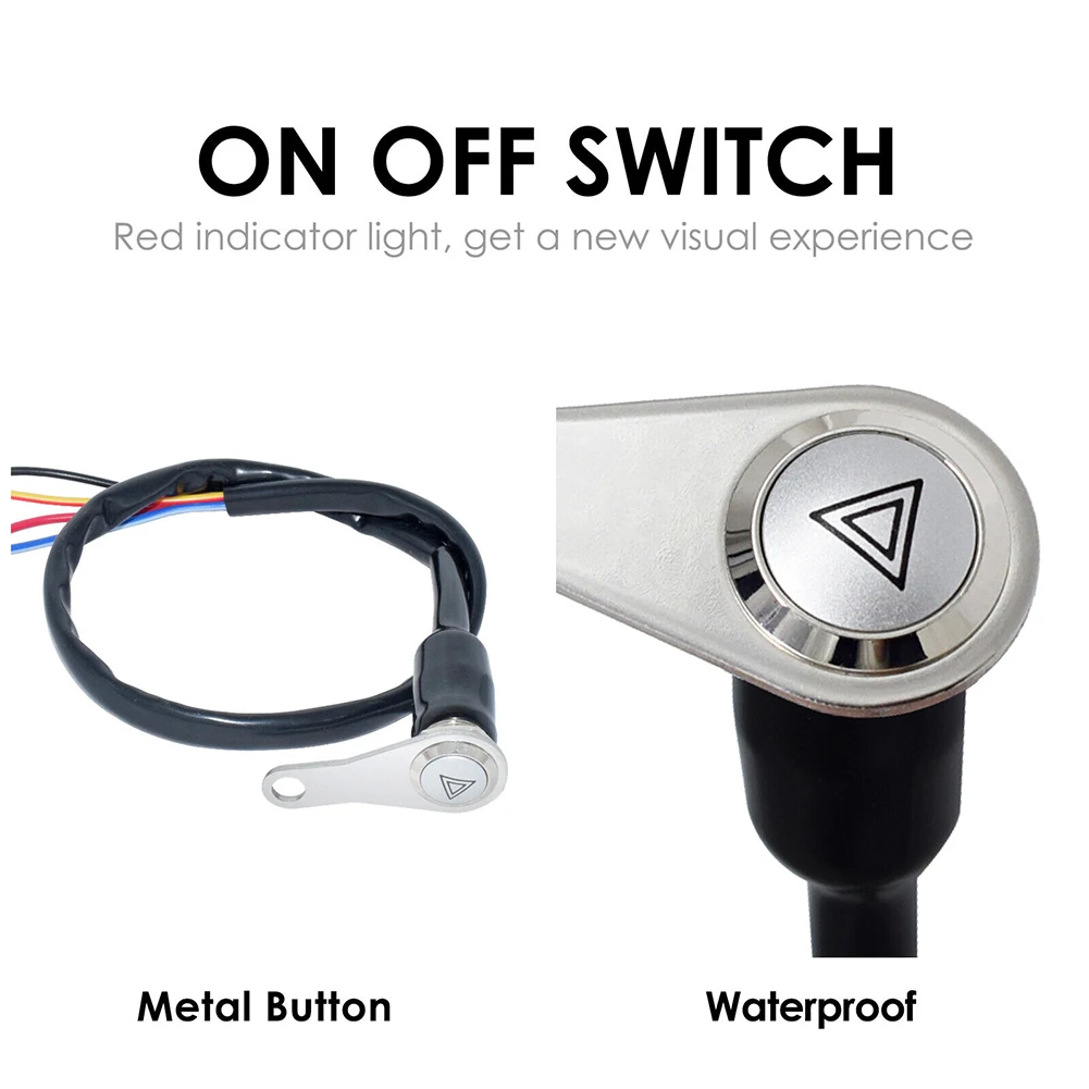 Interruttore a pulsante di svolta per moto in poi + spento Supporto per manubrio Pulsante Controllo luce da lavoro per parti fendinebbia fari 12V portato rosso