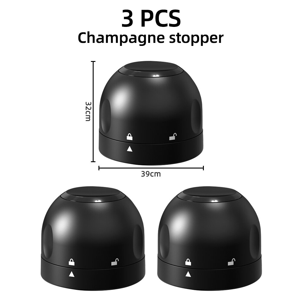 1/2/3 Pcs Vacuum Red Wine Bottle Cap Stopper Silicone Sealed Leak-proof Champagne Bottle Stopper Retain Fresh Wine Plug Bar Tool: Champagne 3 Pcs