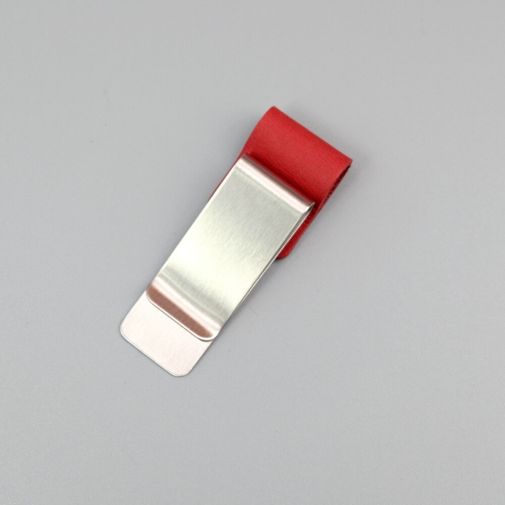 Stainless Steel & Leather Pen Clip Metal Pen clip Crazy horse/Wax leather series Accessories of Traveler's Notebook: Pure red