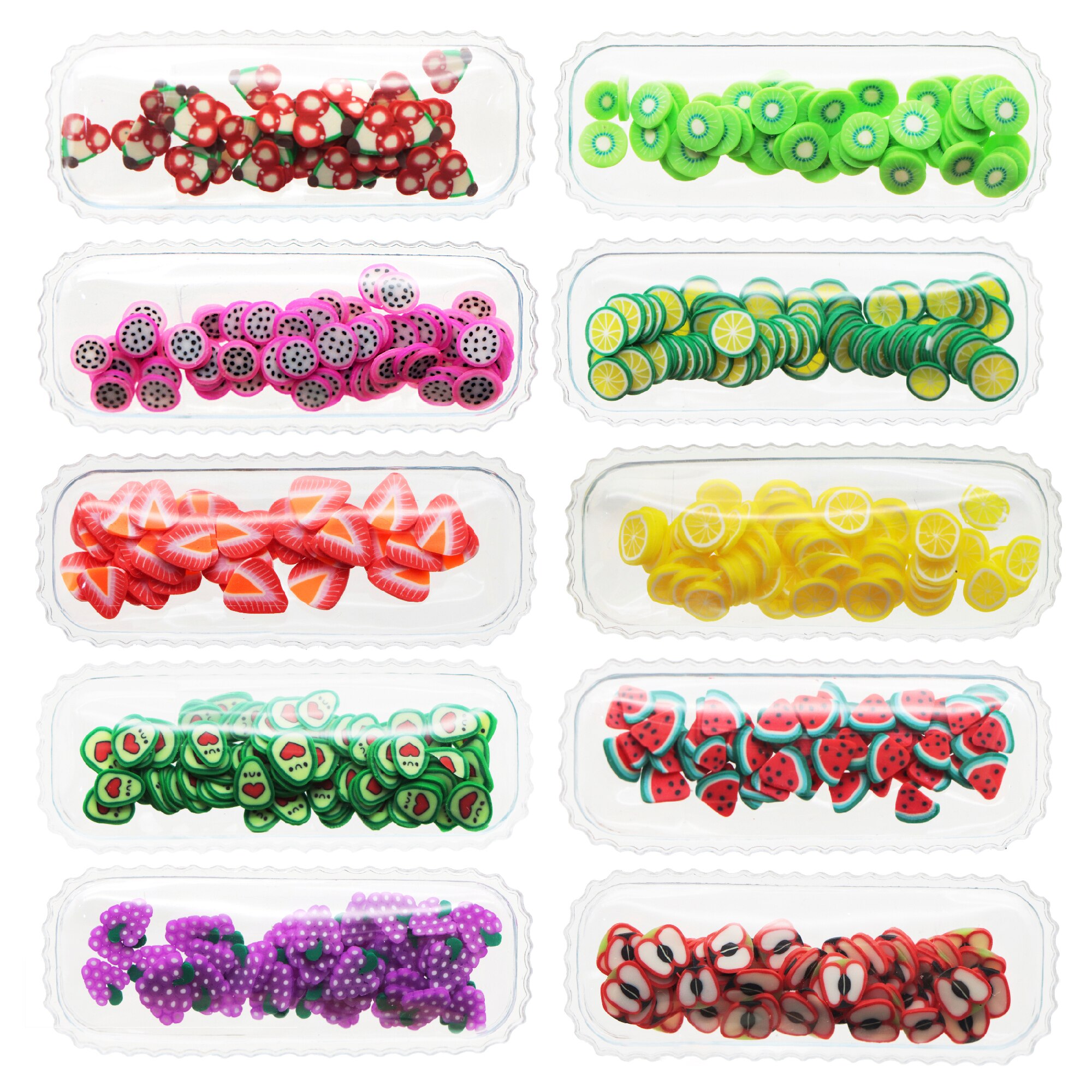 10pcs Transparent Vinyl Sequin Shaker Hair Clips Fruits Series Quicksand Shaker Girls Hairwear Accessories DIY Crafts Decoration