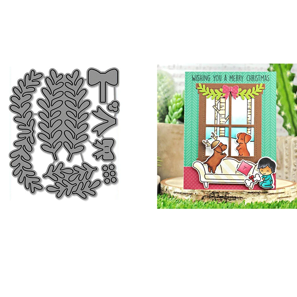 Troqueles de corte de Metal con marco de ventana de hojas de caída de casa de calabaza, troquelado en relieve para hacer tarjetas DIY, suministros para manualidades de álbumes de recortes
