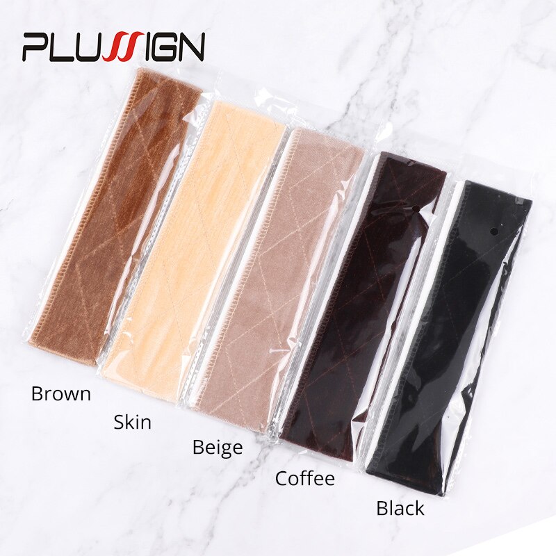 Bande de préhension élastique pour perruque, 1 pièces, doux, marron, Beige, bandeau en velours fin, écharpe, chapeau, pour empêcher les perruques de glisser