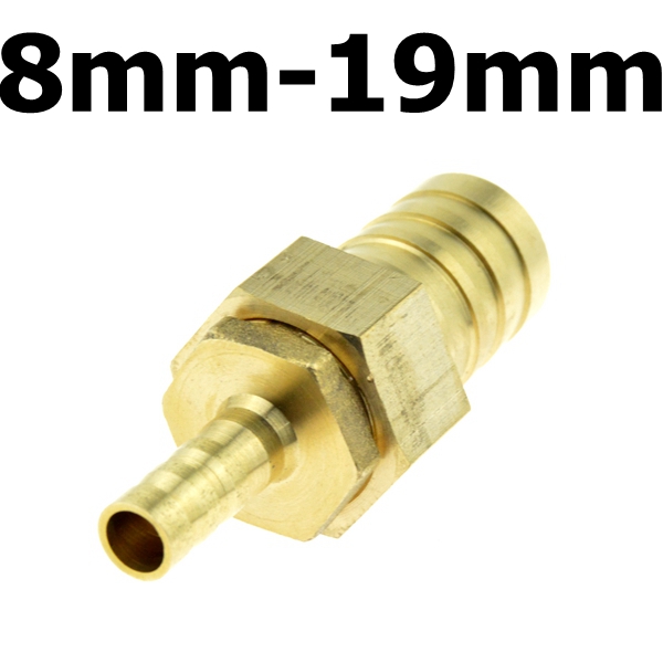 Brass Copper 8mm Hose Barb Pipe Fitting to 10mm 12mm 19mm OD Raccord Barb Reducer Air Tube Adapter Pipe Fittings Gas Coupler: 8mm x 19mm