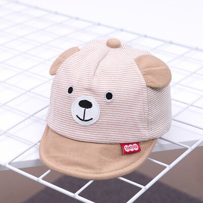 Cartoon Bear Children Hat Spring Summer Baby Adjustable Baseball Cap Cotton Newbron Caps Soft Sunhat Baby Accessories 3-12M: Khaki