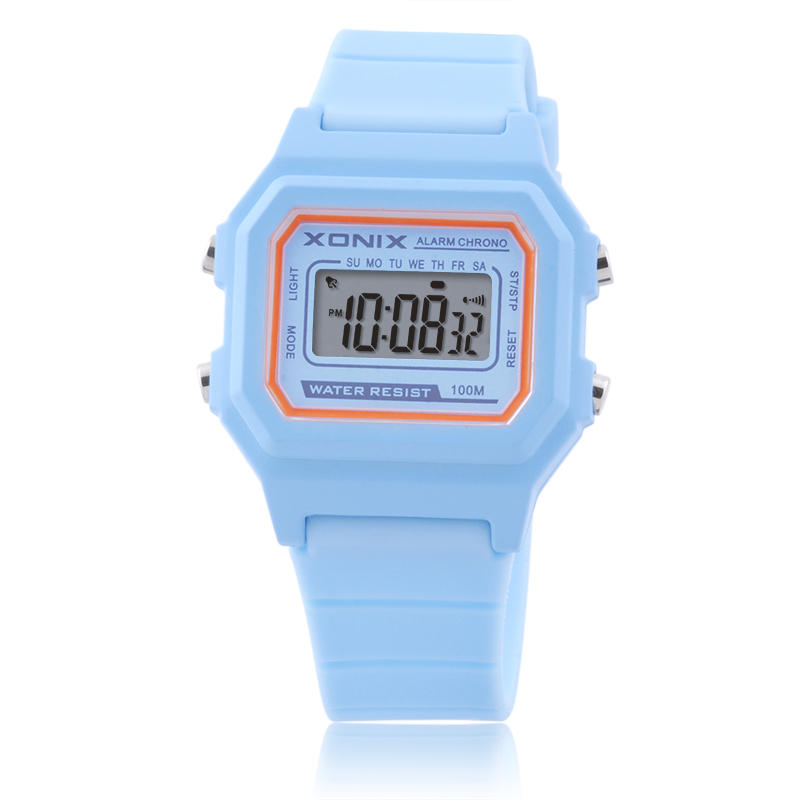 XONIX Top Sports Watches Waterproof 100m Men Women Outdoor Fun Multifunction Digital Watch Swimming Diving Wristwatch: SKY BLUE