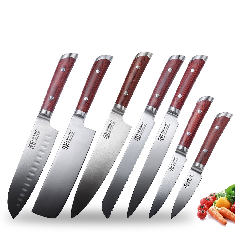 SUNNECKO-Juego de cuchillos de cocina Santoku con caja de , utensilio de cocina para Chef, para cortar carne y pan,