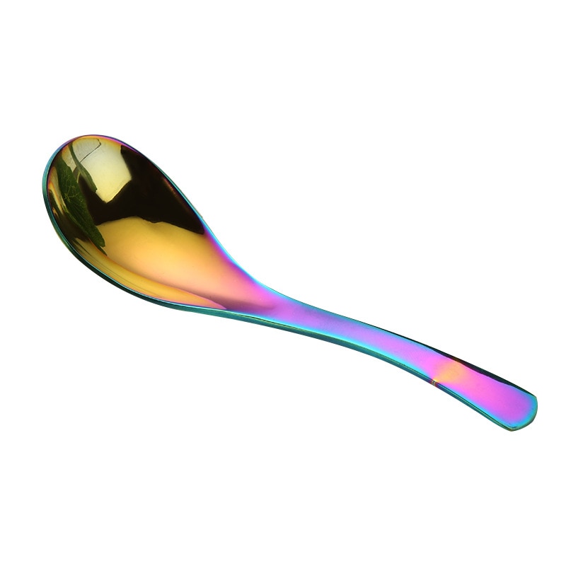 Stainless Steel Soup Spoon Gold Rainbow Deepen Thicken Large Capacity Small Spoons