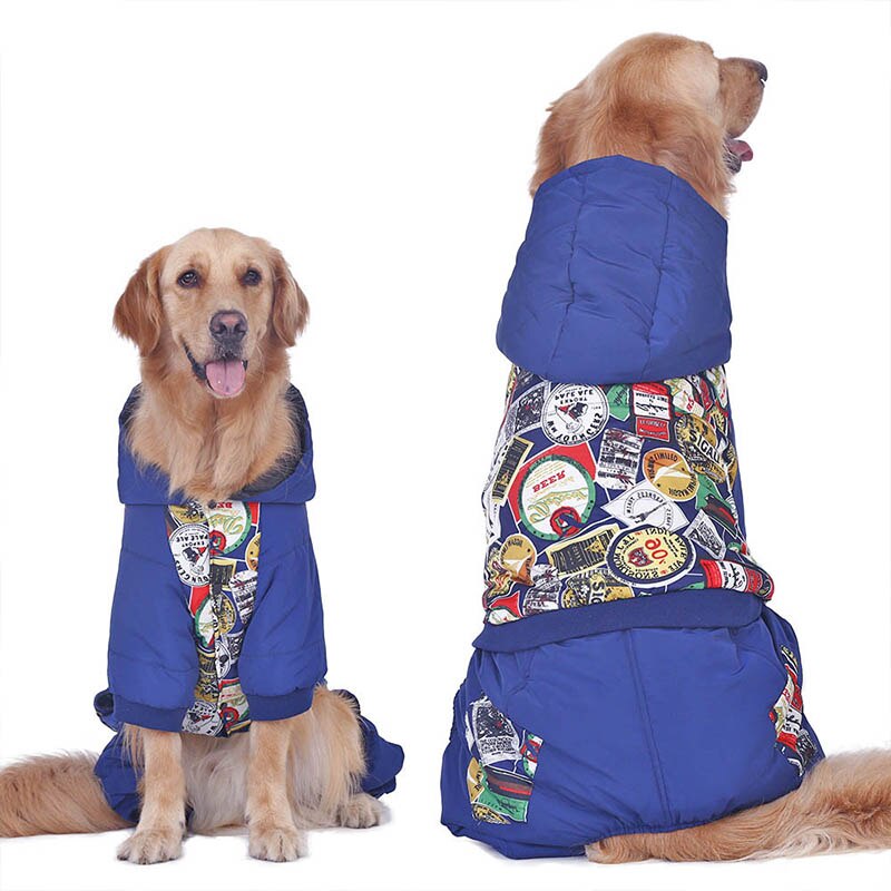 Large Pet Clothes Labrador Warm Cotton Dog Coat Autumn Dog Costume Pet Overalls for Dogs Pug Winter Coat Large Dogs Down Jacket