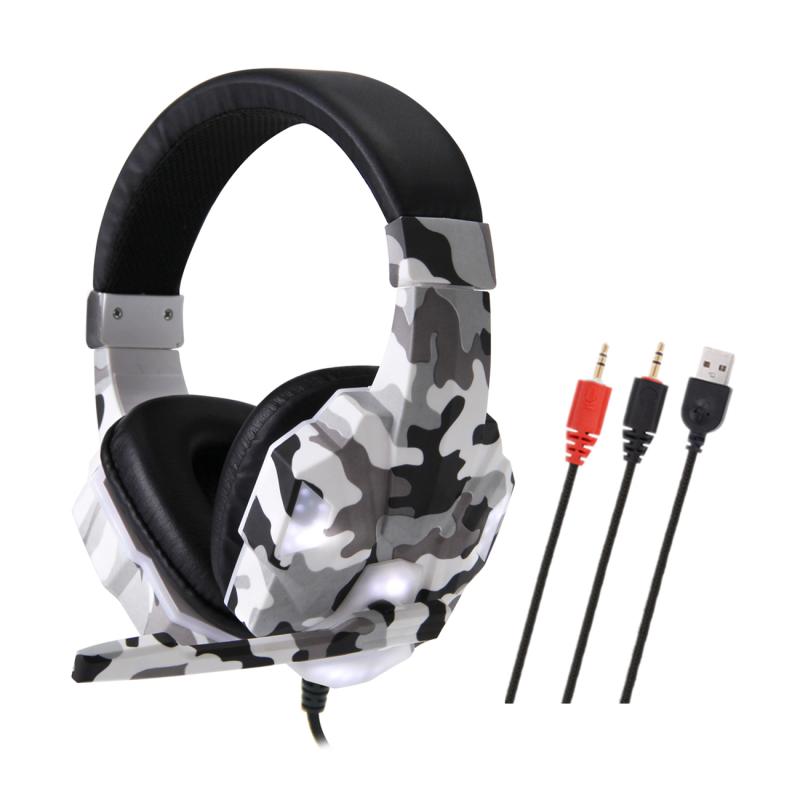 Auriculares PS4 de camuflaje, auriculares de graves para videojuegos, auriculares de juego, auriculares con micrófono para PC, teléfono móvil, nueva tableta Xbox One