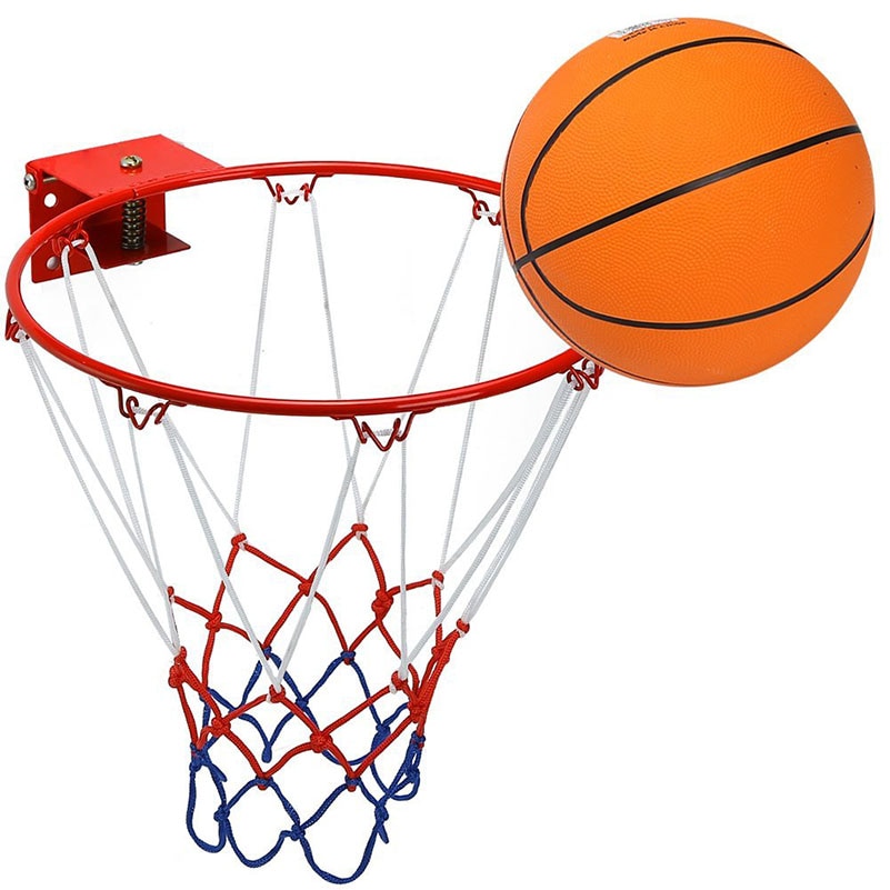 Kinderen Kids 32 cm/12.6 "Rvs Basketbal Ring Hoop Net Backboard met 20 cm/8" Rubber Bal en Muurbeugel