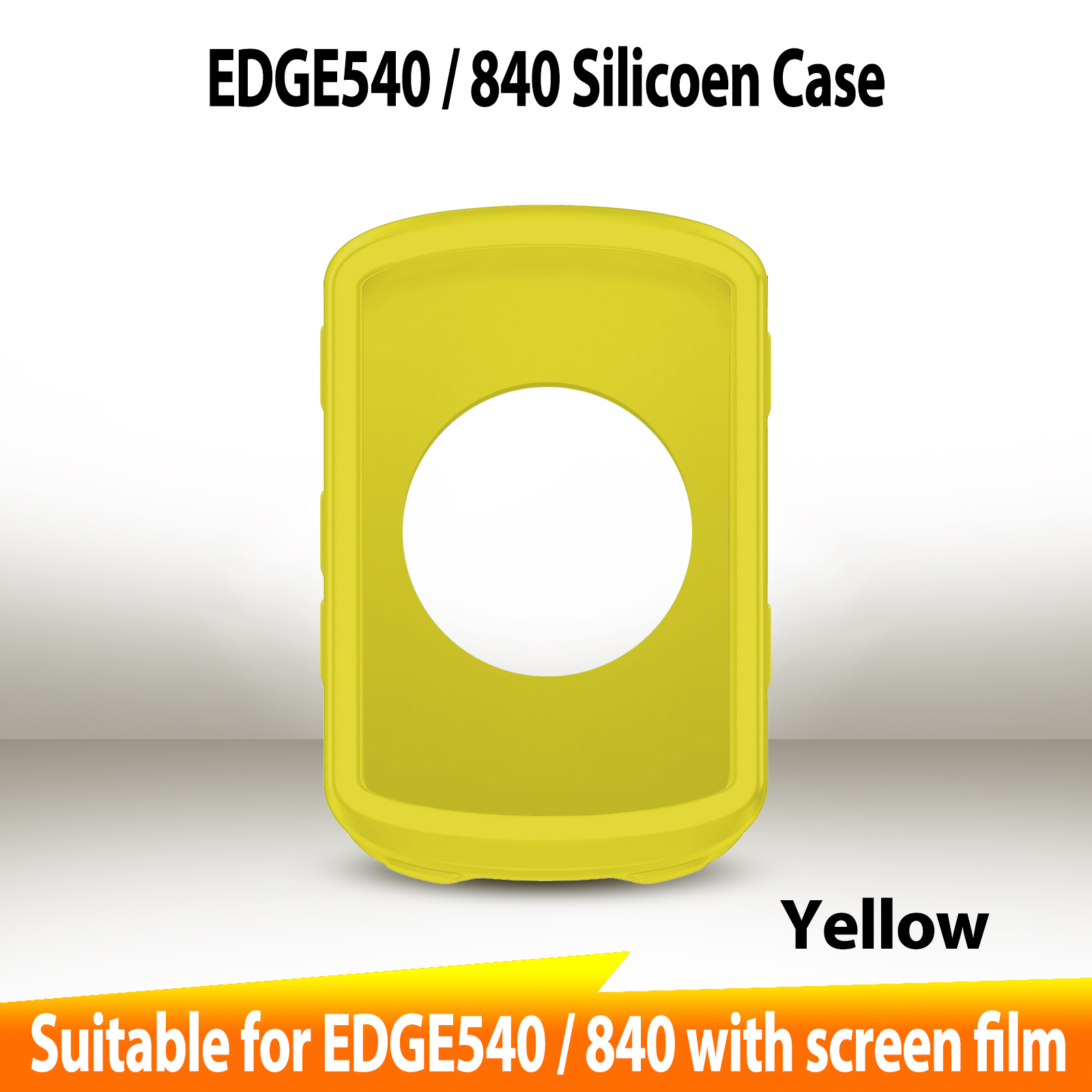 Garmin EDGE 540 840 Case GPS Bike Computer Silicone Cover Rubber Odometer Protective Case + HD Film (For Garmin EDGE540 840): Yellow