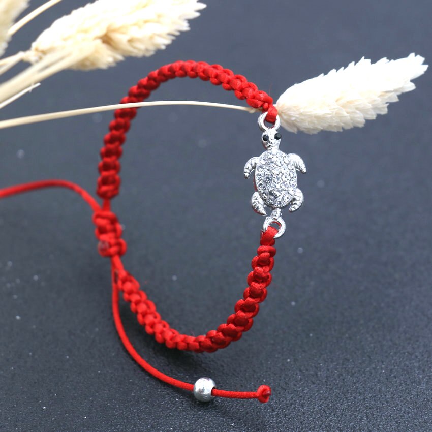 Minimalista di Colore Argento Sea Turtle Tortoise Fascino Braccialetto di Corda Rosso Filo Chakra Bracciali Per Le Donne Boho Monili di Amore Regalo