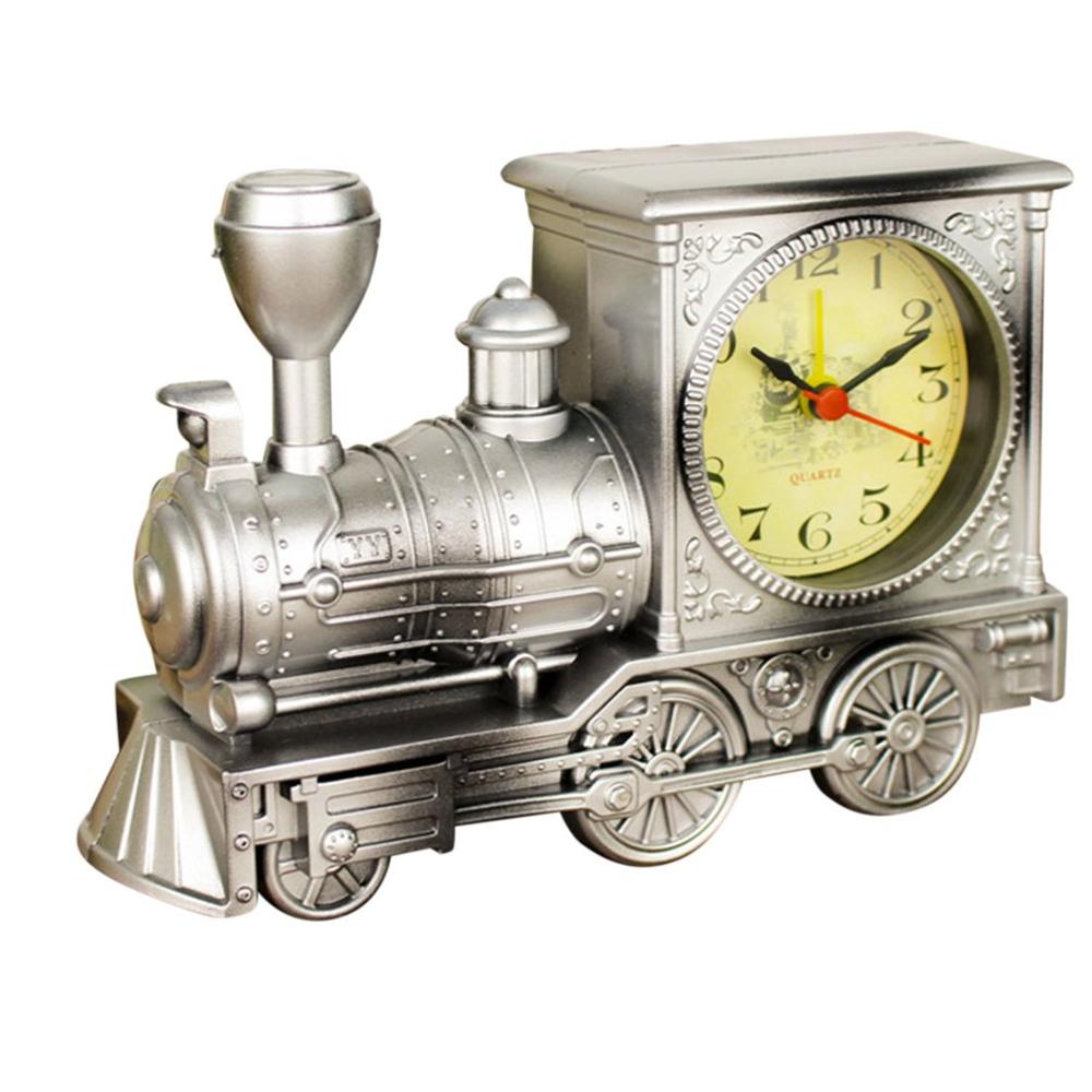 Retro Nostalgic Alarm Clock Locomotive Shape Bedroom Desk Decoration Home Desk Clock Table Clock Students Timing Small Ornaments: White