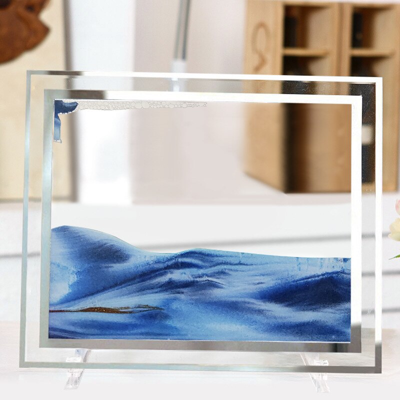 Sablier 3D avec étagère, paysage de sable profond, peinture de sable mouvant, image d&#39;art en mouvement, décoration de bureau pour la maison: I / 12 inch