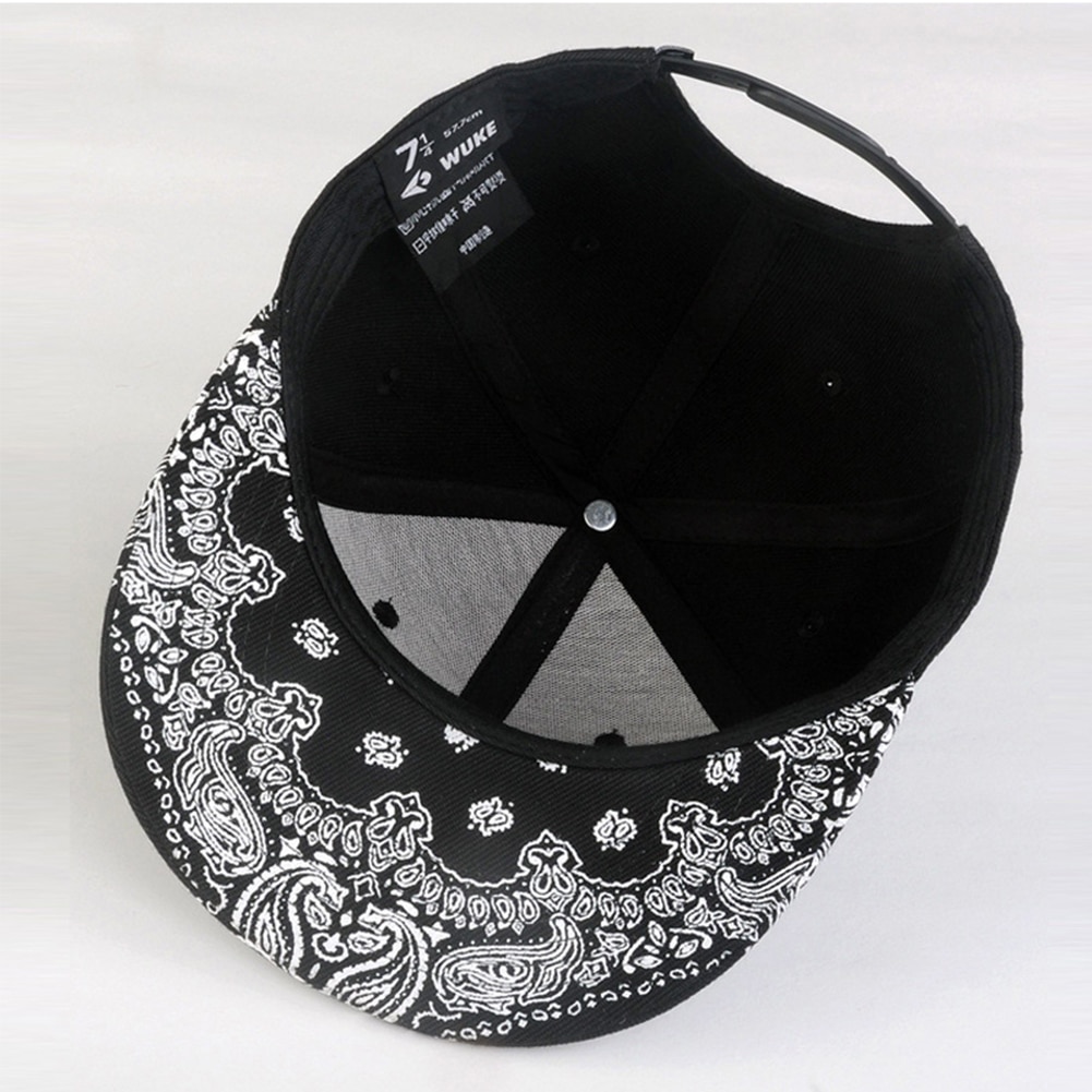 Wit Paisley Patroon Zwarte Hoed Mode Outdoor Man Vrouwen Zomer Baseball Cap Zonnehoed Verstelbare Hip Hop Snap Terug caps Hoed