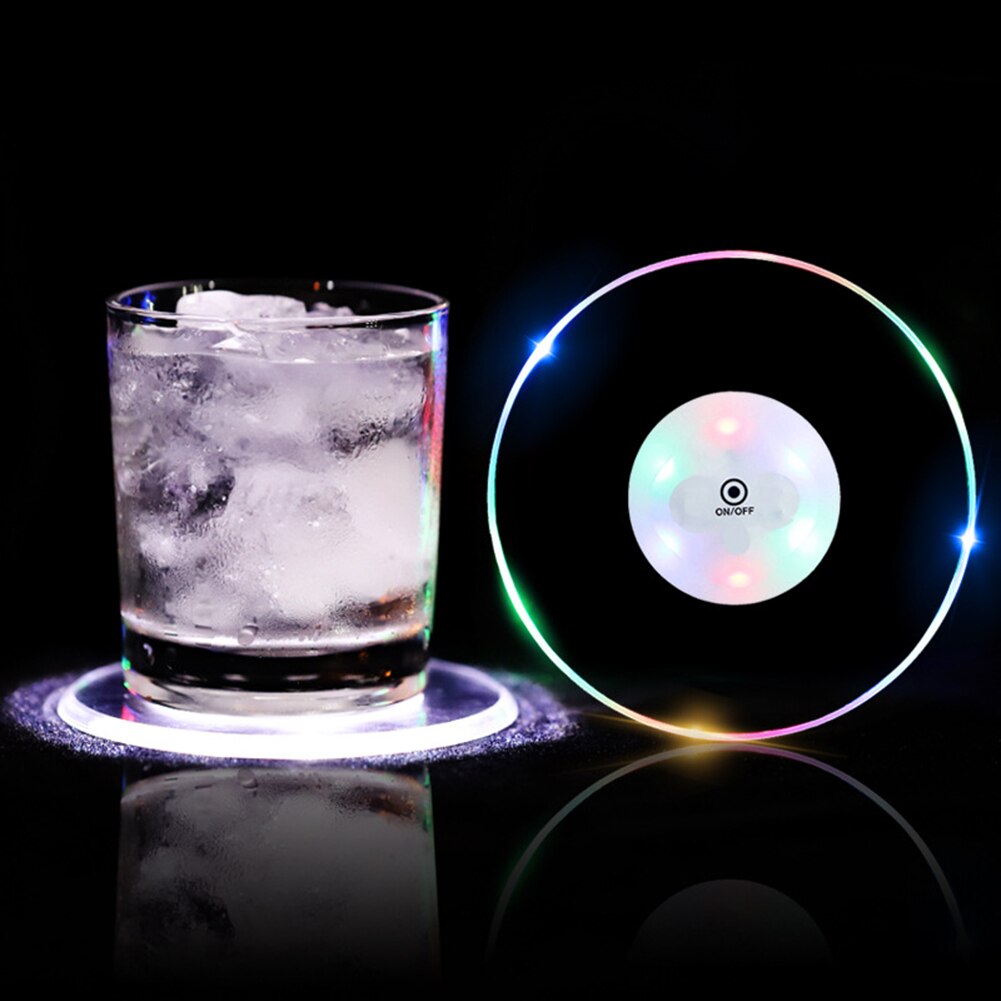 LED Coaster Cup Holder Mug Stand Acrylic Bar Cocktail Lighting Mat Kitchen Accessories For Home Bar Party