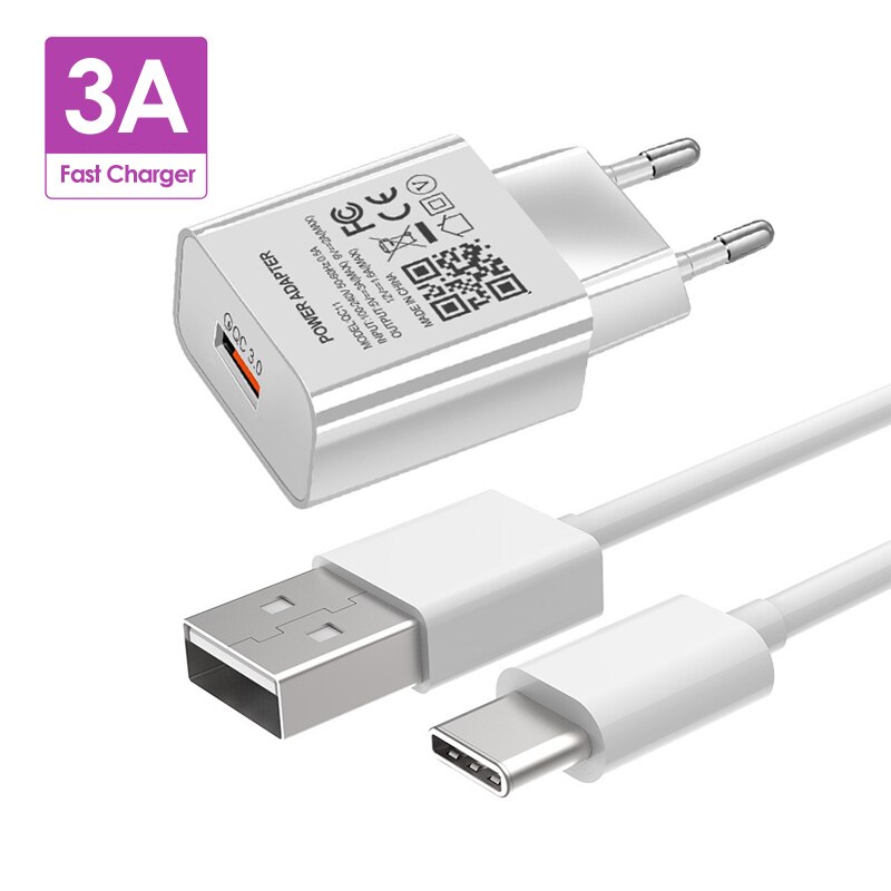 3A USB Type C Cable Fast Charger for Huawei Y9A NOVA 8 7 6 5 SE Y9S Y8S Y7P Y6P Y5P P SMART EU Charging Adapter