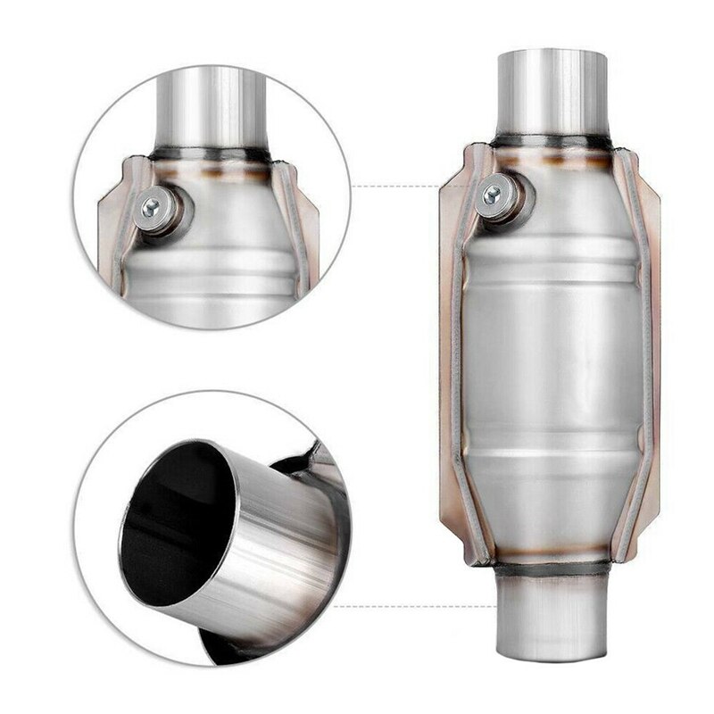 Convertidor Catalítico Universal de entrada/salida, con puerto O2 y escudo térmico, convertidor catalítico de acero inoxidable 53004 para coche