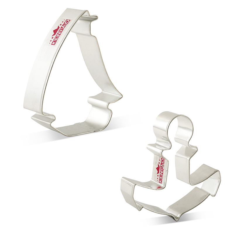 KENIAO Náutica Cortador de Galletas para el Cumpleaños / - 2 Piezas - Velero / Ancla / Delfín Moldes para Galletas - Acero Inoxidable: Sailboat and Anchor
