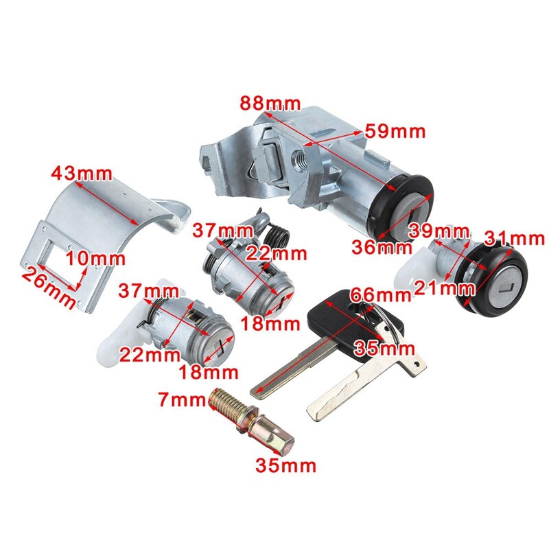 Ignition Switch Door Lock Barrel with 2 Keys with Central Locking for