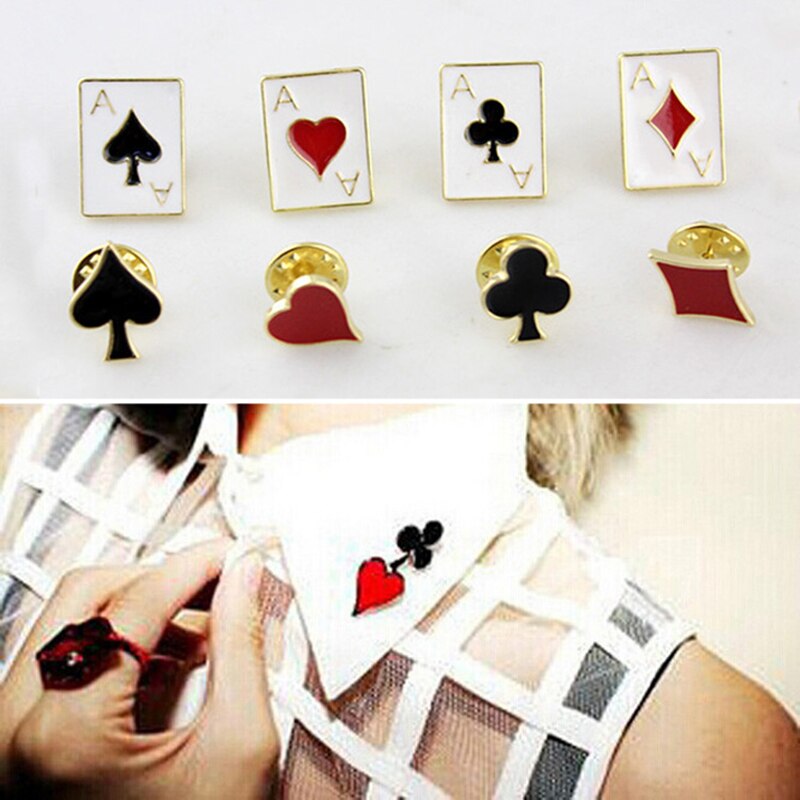 Mooi model poker stijl booch kleine legering metalen kraag bloem perzik hart doos kraag clip kleding decoratie 1 st/zak