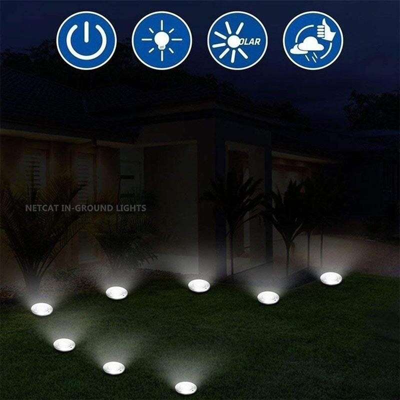 Solar Energy Deck Light Waterproof Led Light Garden Underground Ip44 Outdoor Buried Garden Path Spot Recessed Inground Lighting