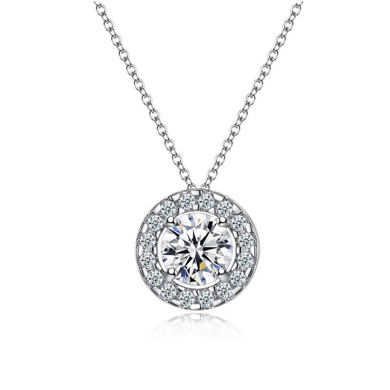 luxe rond solide 925 en argent sterling collier pour femmes dame anniversaire bijoux noël X5552
