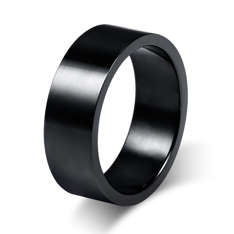 QianBei 8mm Klassieke Brede Dikke Ring voor Mannen Goud Kleur Zilver Kleur Zwart Roestvrij Staal Mannelijke Ring Alliantie Bruiloft sieraden