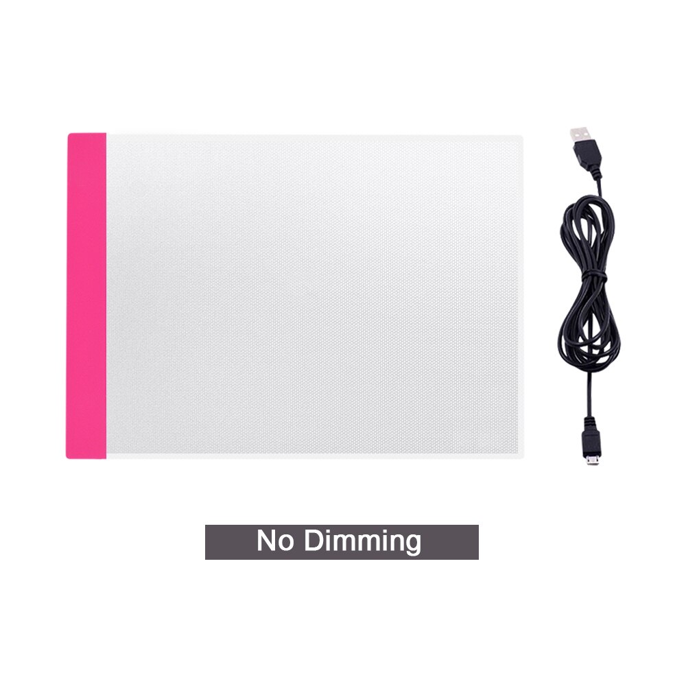 CHIPAL Digital A4 Drawing Tablet Graphics Tablets USB Dimming LED Light Box Electronics Art Diamond Painting Writing Copy Board: Red No Dimming