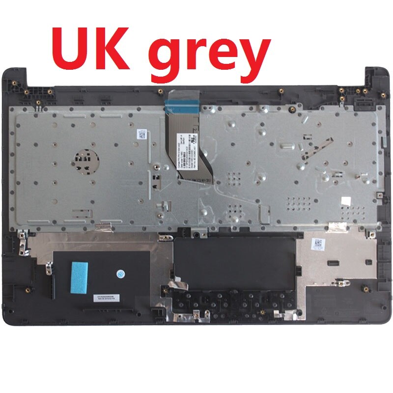US/UK/SP/Spanish Laptop Keyboard for HP 15-BS 15-BR 15-BW 15Z-BW 250 G6 255 G6 TPN-C130 Palmrest Upper Cover no touchpad: UK gray No touchpad
