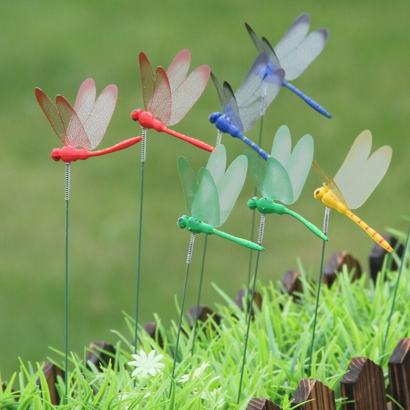 50 stuks/set kunstmatige libellen vlinders tuindecoratie buiten palen tuinplant gazon decoratie stok