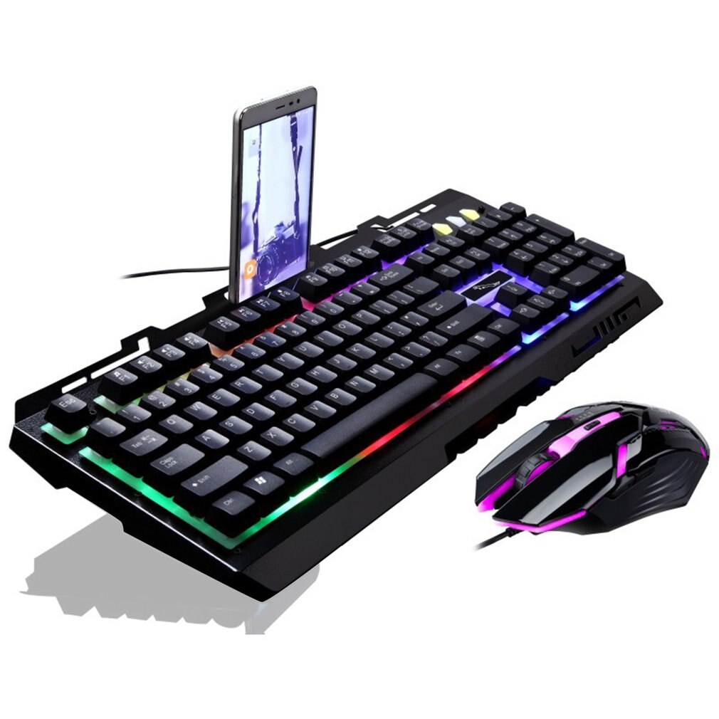 G700 Game Luminous Wired USB Mouse and Keyboard Suit With Rainbow Backlight LED Lights Mechanical Keyboard 2400 DPI Gaming Mouse: Default Title