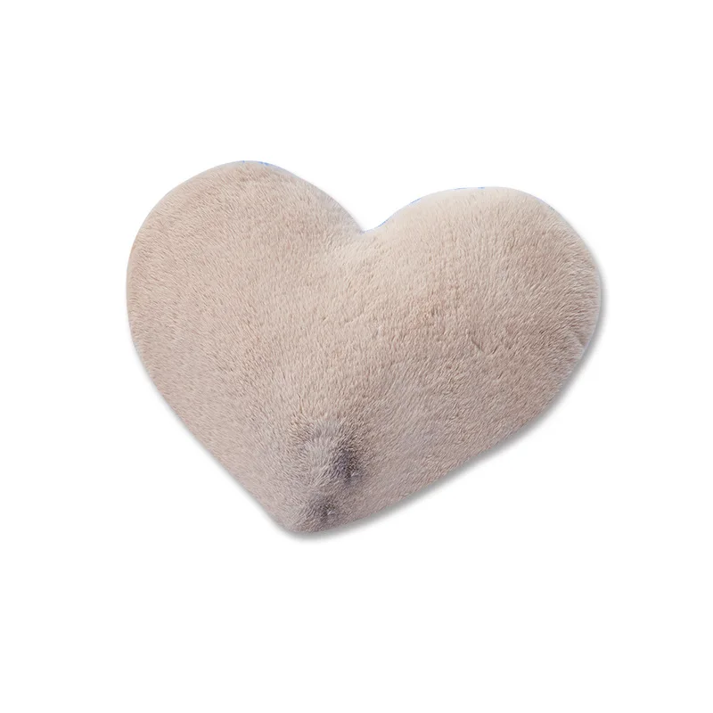 Faux Fur Sheepskin Pillow Cover Love Heart Shaped Sofa Cushion Cover Solid Colour Beds Pillowcase Valentines Day Home Decor