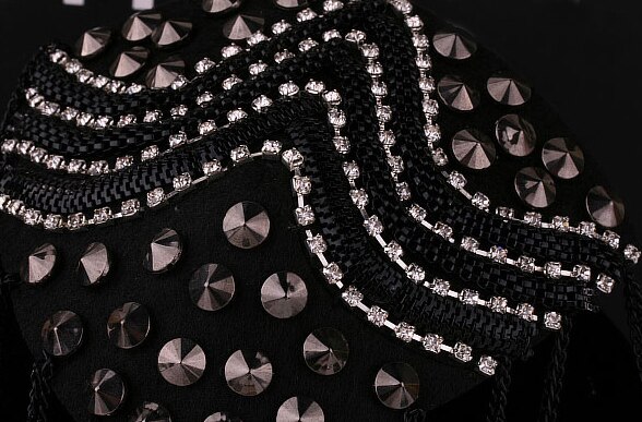 ZY DIY Provided! 2pcs/pair Brand Silver Gold Black Spike Rhinestone Tassel Epaulet Badge alloy badge