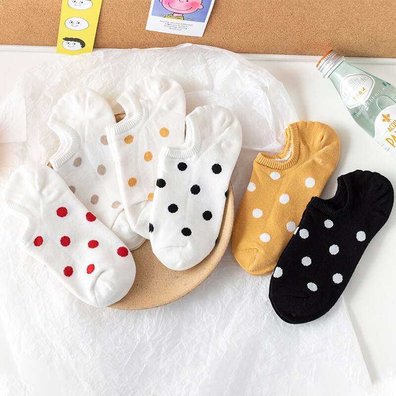 5 pairs/Lot Women's Short Socks Pack Cute Heart Lovely Kawaii Dot Sweet Cotton Socks Women Ankle Socks Casual Sox
