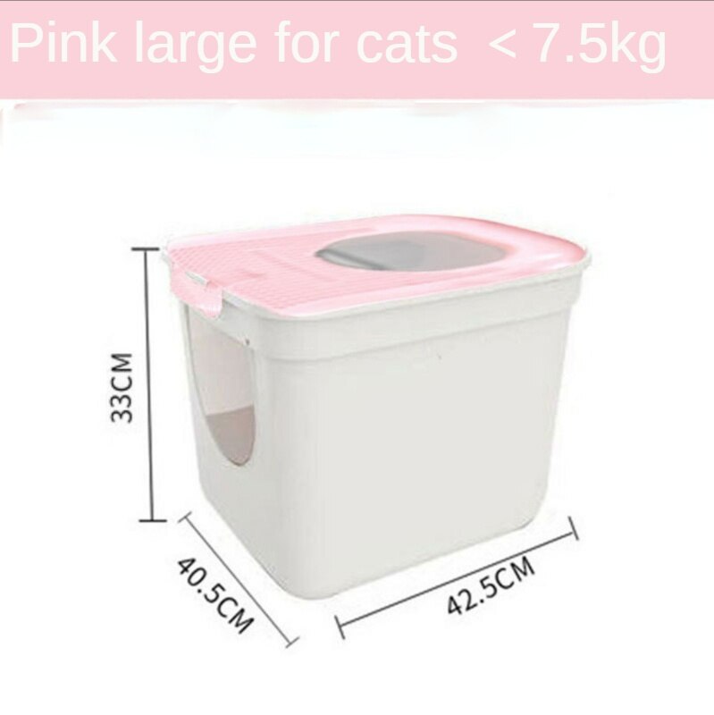 Full Enclosed Litter Box Cats Bedpans Pet Litter Tray Potty Toilet Anti Splash Deodorant Kitten Products Dormatory Cama Gato: Pink L