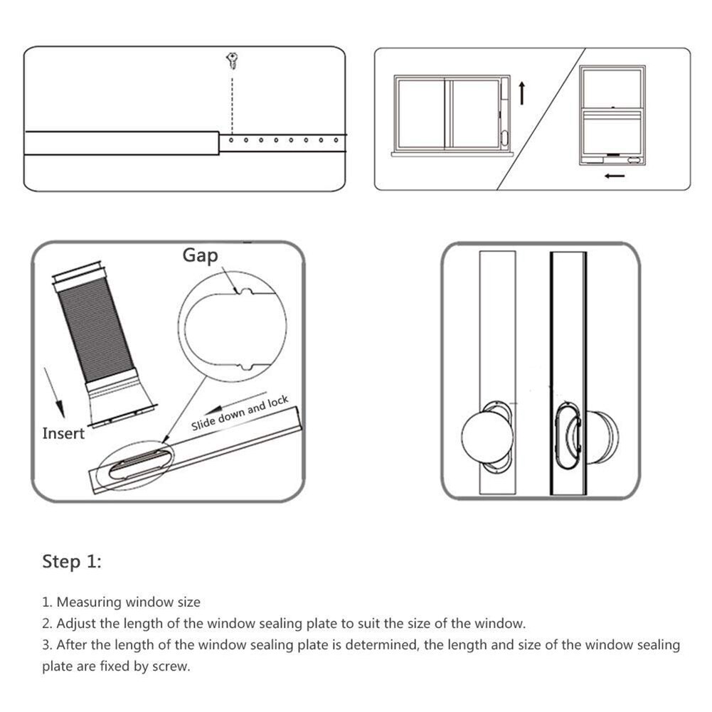 3Pcs Portable Air Conditioner Adjustable Window Plate Kit Exhaust Hose Board