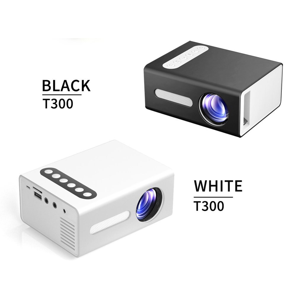 Black T300 Portable Projector HD High-efficiency LED Projector Multi-interface Home Theater Video Projector